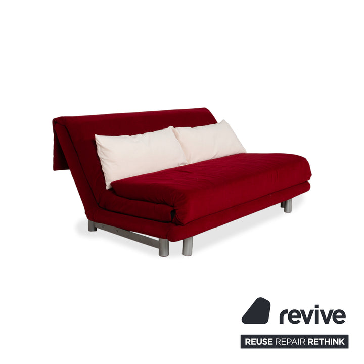 Ligne Roset Multy Stoff Dreisitzer Rot manuelle Schlaffunktion Gestell Silber Sofa Couch Neubezug