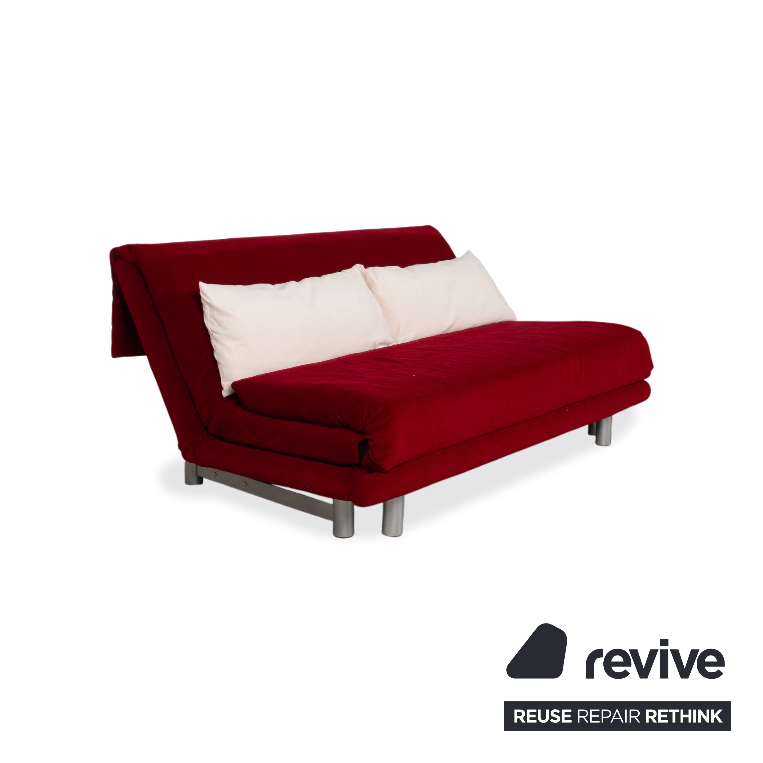 Ligne Roset Multy Tissu Trois Places Rouge fonction couchage manuelle structure Argent Canapé Neuf