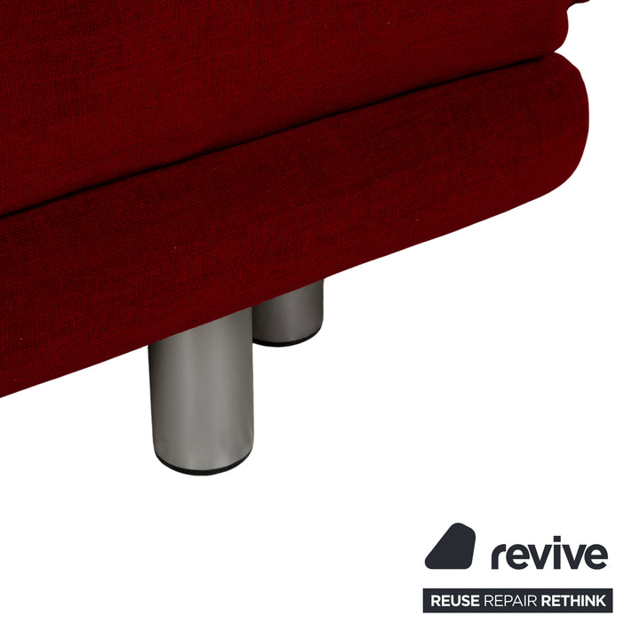 Ligne Roset Multy Stoff Dreisitzer Rot manuelle Schlaffunktion Gestell Silber Sofa Couch Neubezug