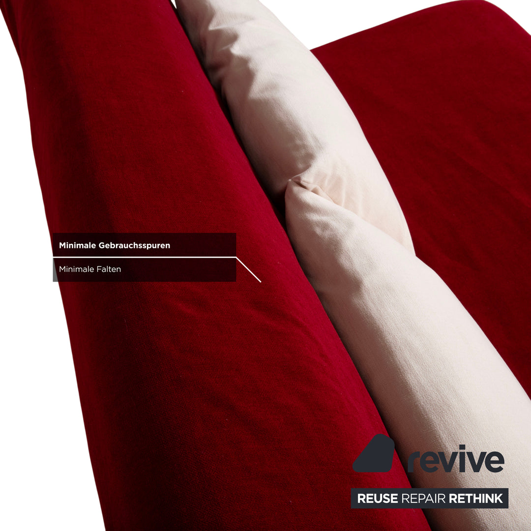 Ligne Roset Multy Stoff Dreisitzer Rot manuelle Schlaffunktion Gestell Silber Sofa Couch Neubezug