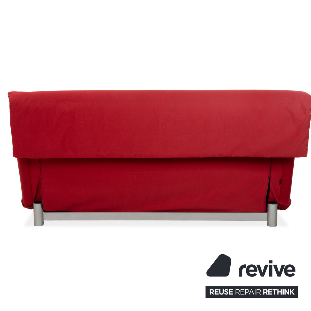 Ligne Roset Multy Fabric Three-Seater Red Manual Sleeper Sofa Couch