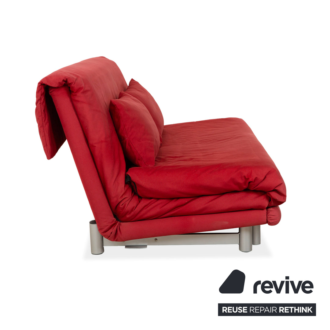 Ligne Roset Multy Fabric Three-Seater Red Manual Sleeper Sofa Couch