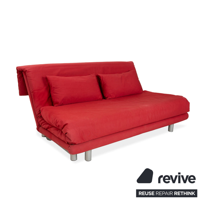 Canapé-lit manuel trois places en tissu Ligne Roset Multy rouge