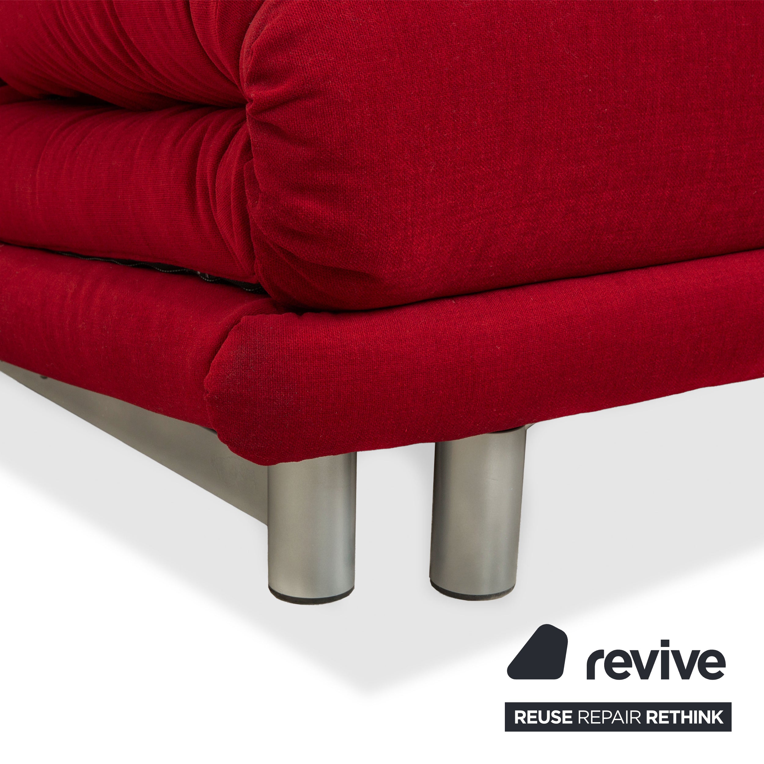 Ligne Roset Multy Stoff Dreisitzer Rot manuelle Schlaffunktion Sofa Couch Gestell Silber Neubezug MALOU 138
