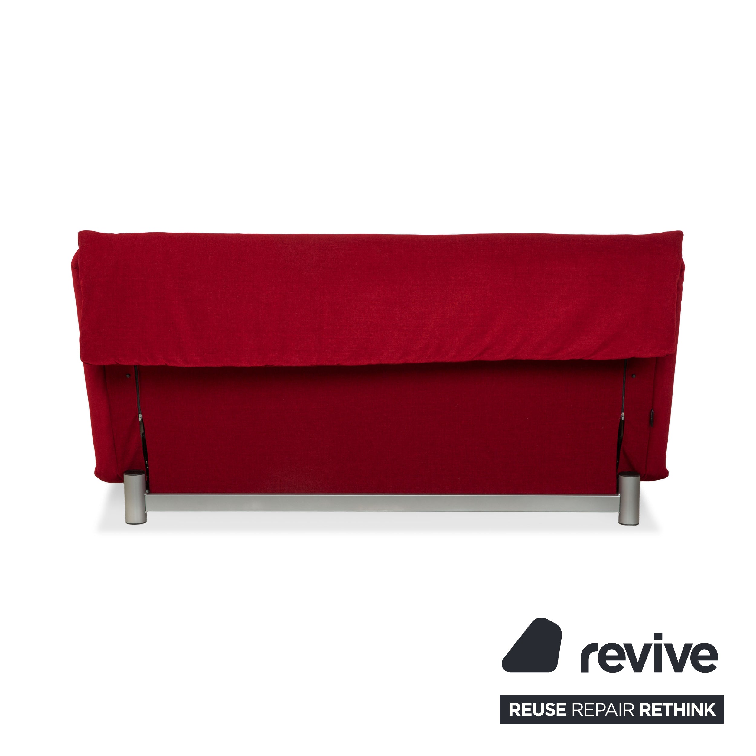 Ligne Roset Multy Stoff Dreisitzer Rot manuelle Schlaffunktion Sofa Couch Gestell Silber Neubezug MALOU 138