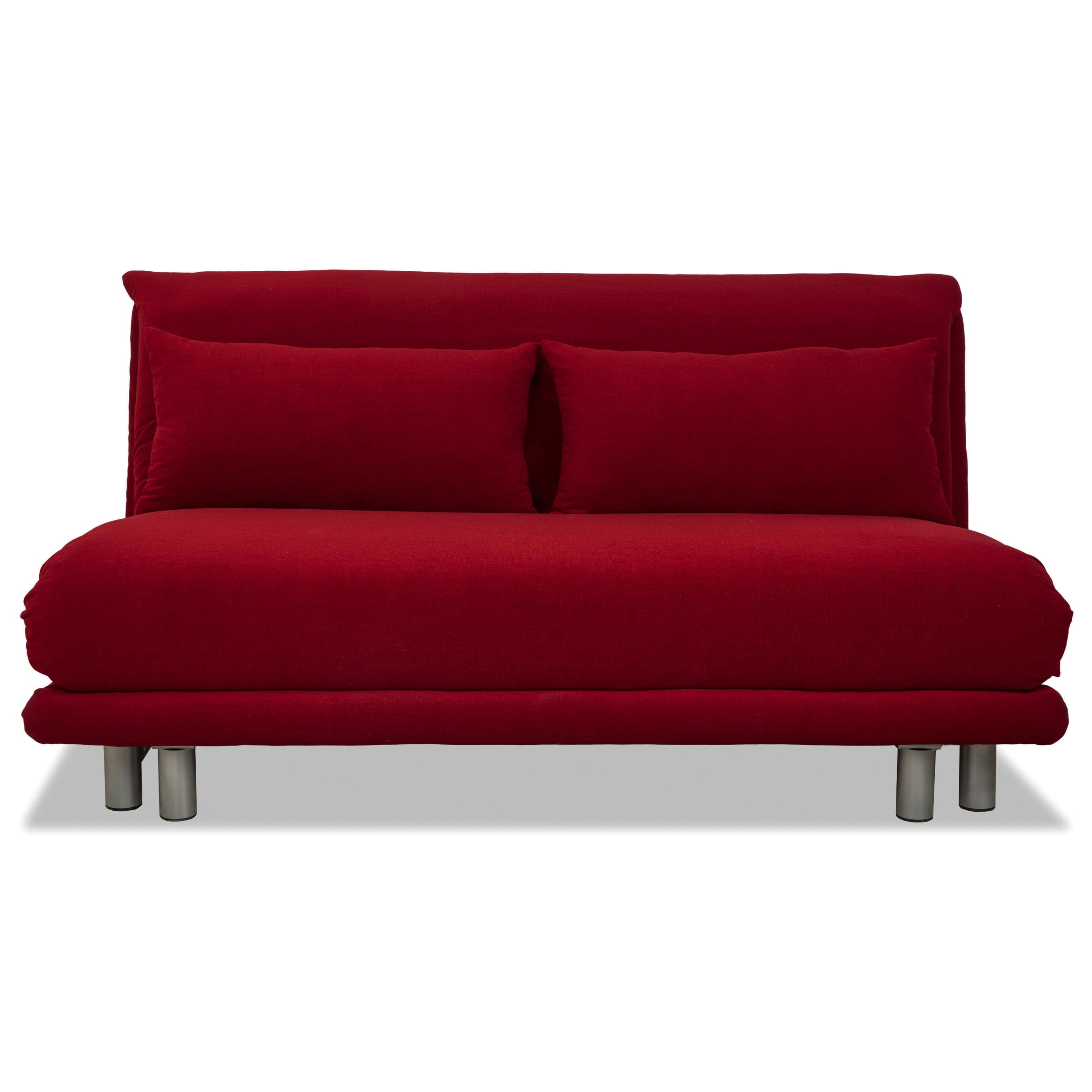Ligne Roset Multy Stoff Dreisitzer Rot manuelle Schlaffunktion Sofa Couch Gestell Silber Neubezug MALOU 138