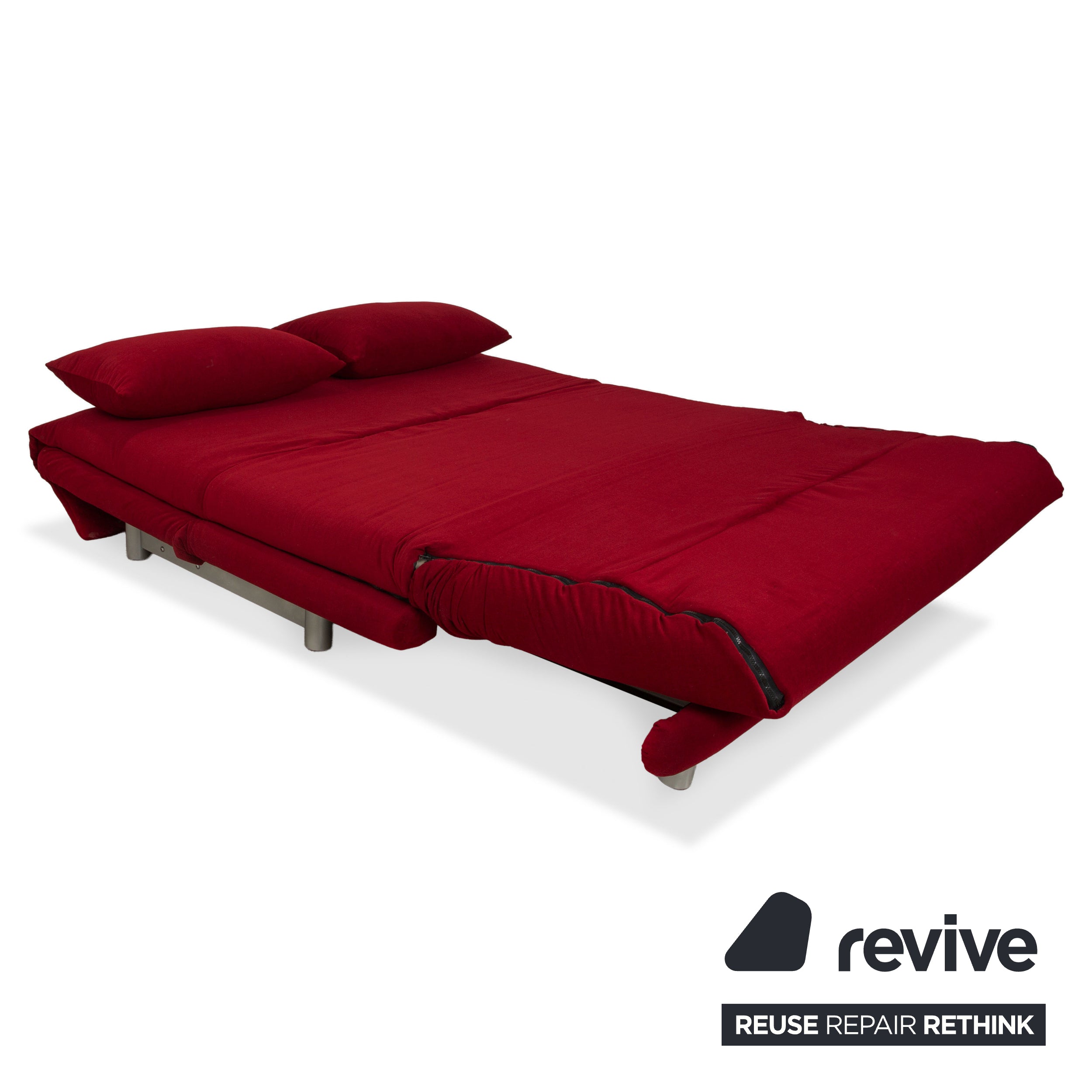 Ligne Roset Multy Stoff Dreisitzer Rot manuelle Schlaffunktion Sofa Couch Gestell Silber Neubezug MALOU 138