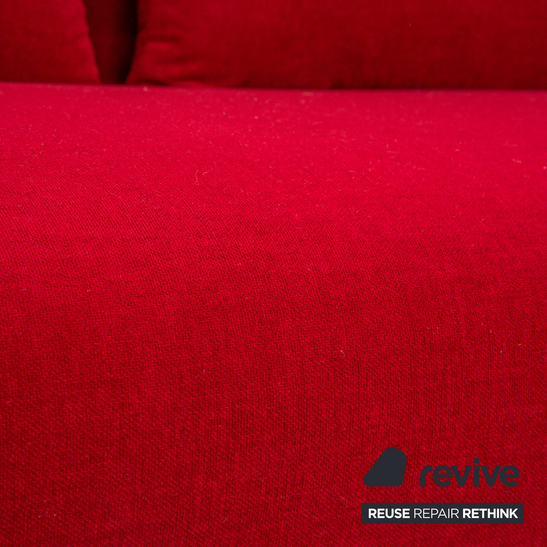 Ligne Roset Multy Stoff Dreisitzer Rot manuelle Schlaffunktion Sofa Couch Gestell Silber Neubezug MALOU 138