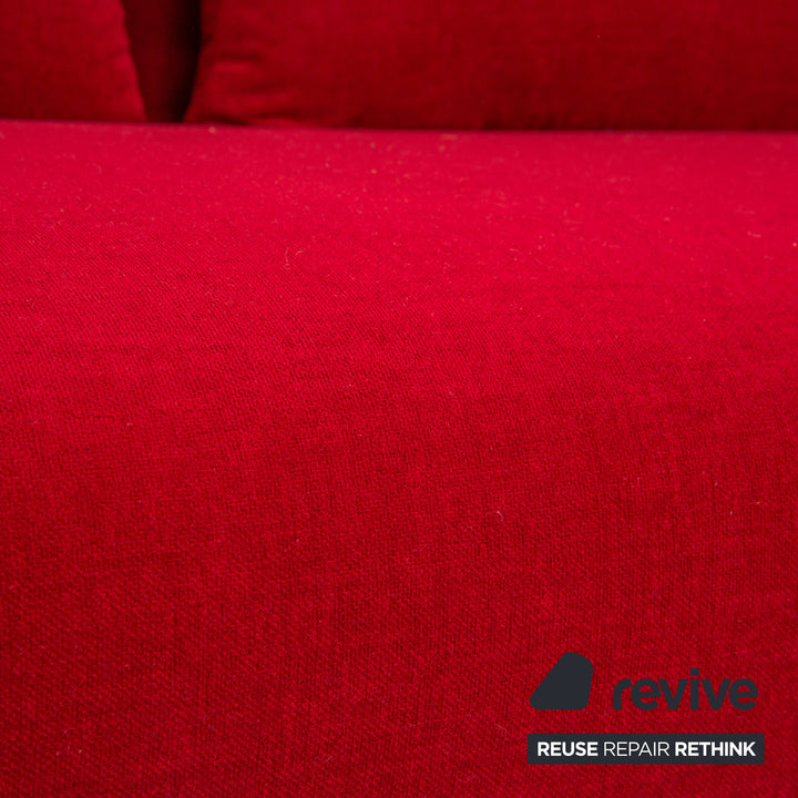 Ligne Roset Multy Stoff Dreisitzer Rot manuelle Schlaffunktion Sofa Couch Gestell Silber Neubezug MALOU 138