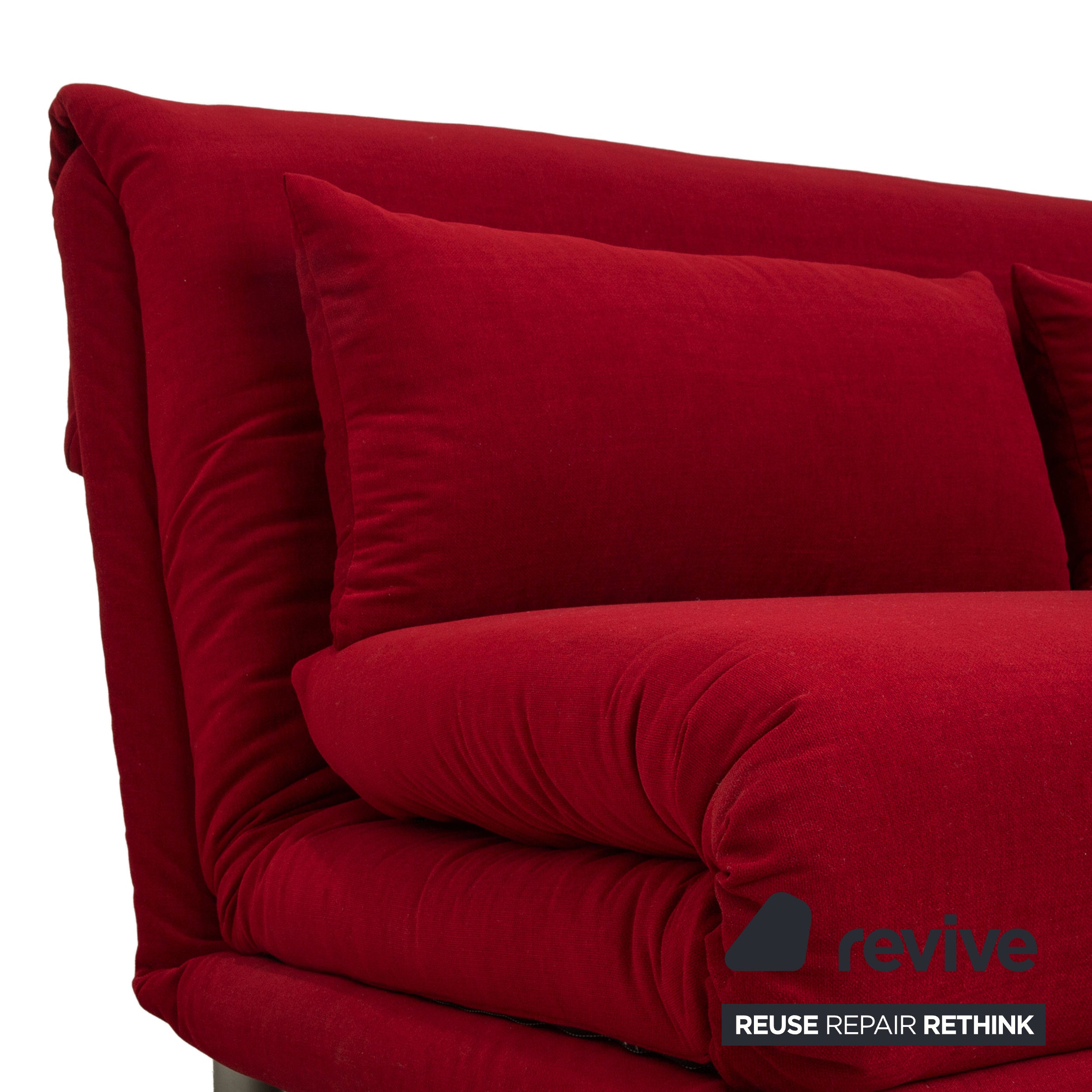 Ligne Roset Multy Stoff Dreisitzer Rot manuelle Schlaffunktion Sofa Couch Gestell Silber Neubezug MALOU 138