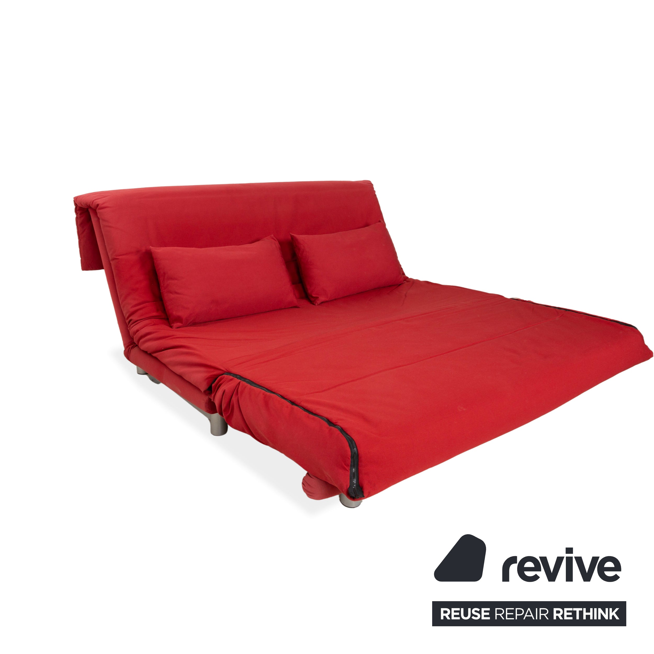 Canapé-lit manuel trois places en tissu Ligne Roset Multy rouge