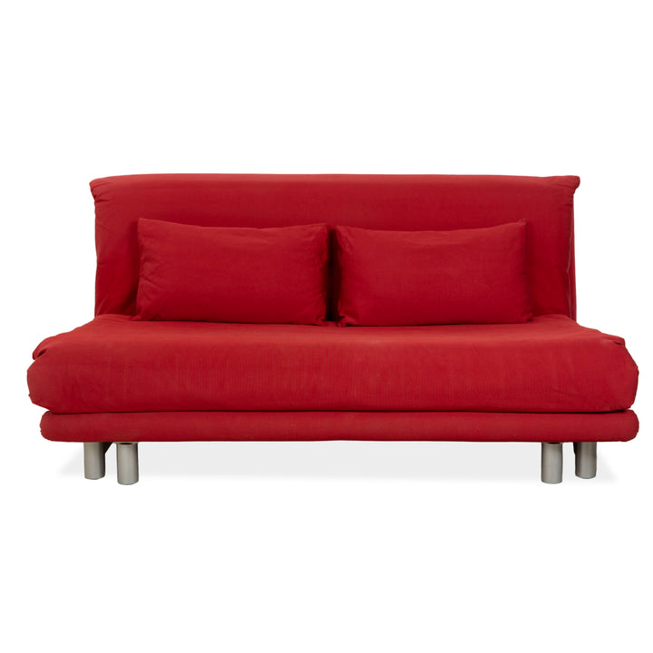 Ligne Roset Multy Fabric Three-Seater Red Manual Sleeper Sofa Couch