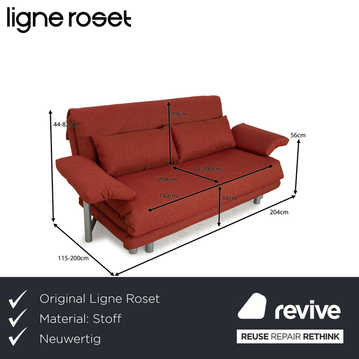Ligne Roset Multy fabric three-seater red orange sleep function armrests new cover