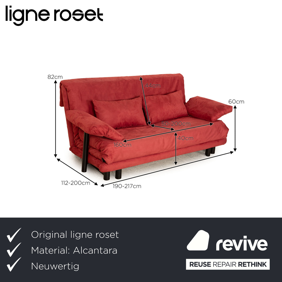 ligne roset Multy Stoff Dreisitzer Rot Pink Himbeerrot Sofa Couch Neubezug inkl. Armlehnen