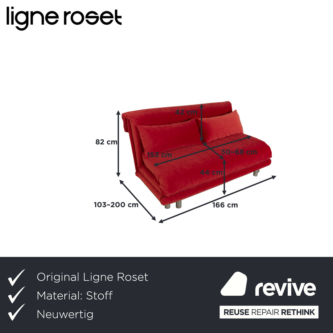 Ligne Roset Multy Stoff Dreisitzer Rot Schlaffunktion Neubezug
