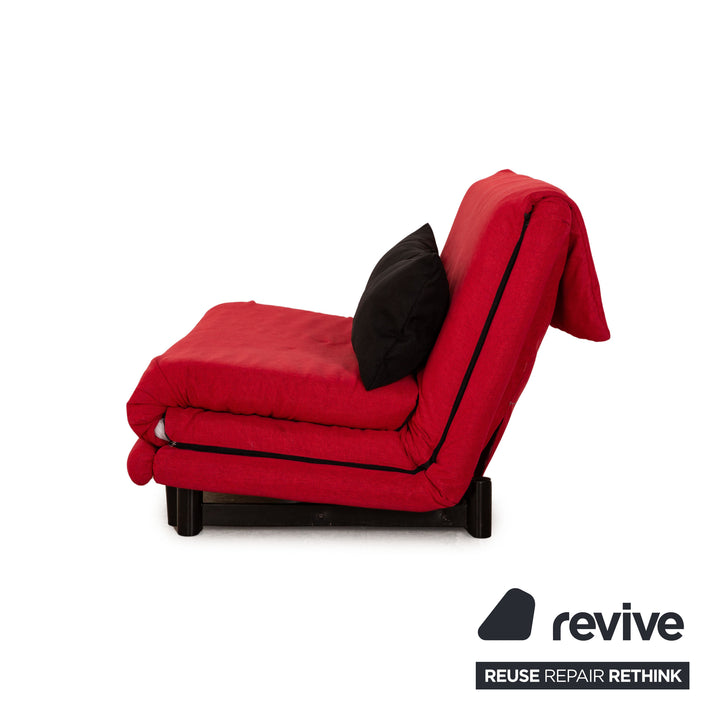 Ligne roset Canapé lit 3 places en tissu Multy rouge, fonction manuelle, housse neuve