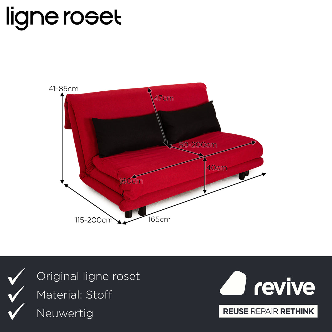 ligne roset Multy Stoff Dreisitzer Rot Schlafsofa manuelle Funktion Sofa Couch Neubezug