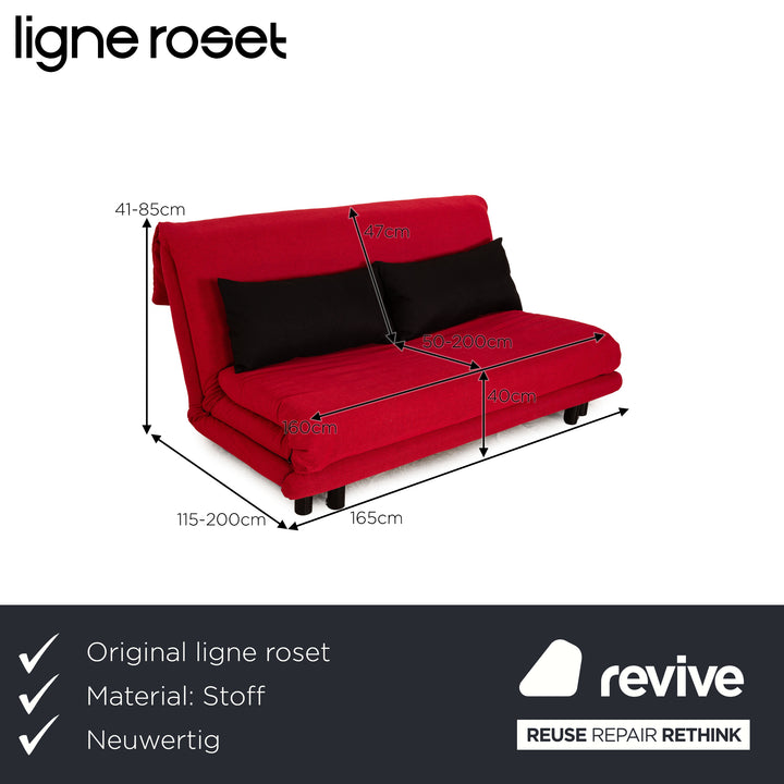 ligne roset Multy Stoff Dreisitzer Rot Schlafsofa manuelle Funktion Sofa Couch Neubezug