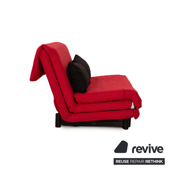 Ligne roset Canapé lit 3 places en tissu Multy rouge, fonction manuelle, housse neuve