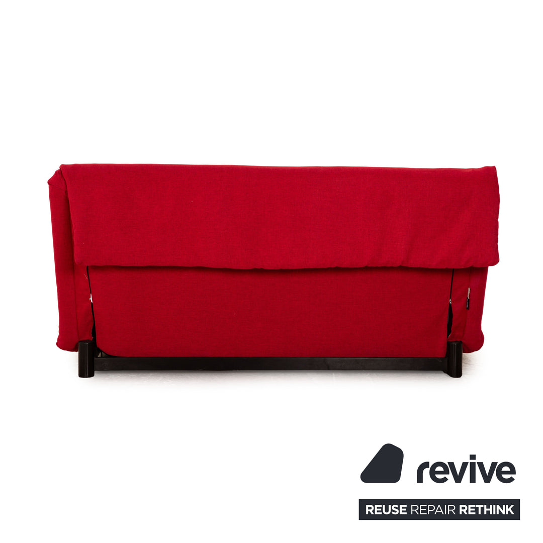 Ligne roset Canapé lit 3 places en tissu Multy rouge, fonction manuelle, housse neuve