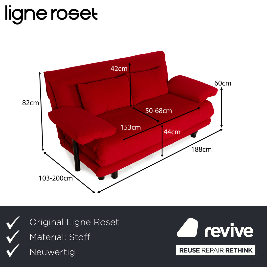 ligne roset Multy fabric three-seater red sofa bed reupholstery