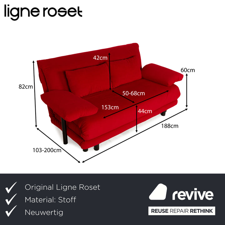 ligne roset Multy fabric three-seater red sofa bed reupholstery