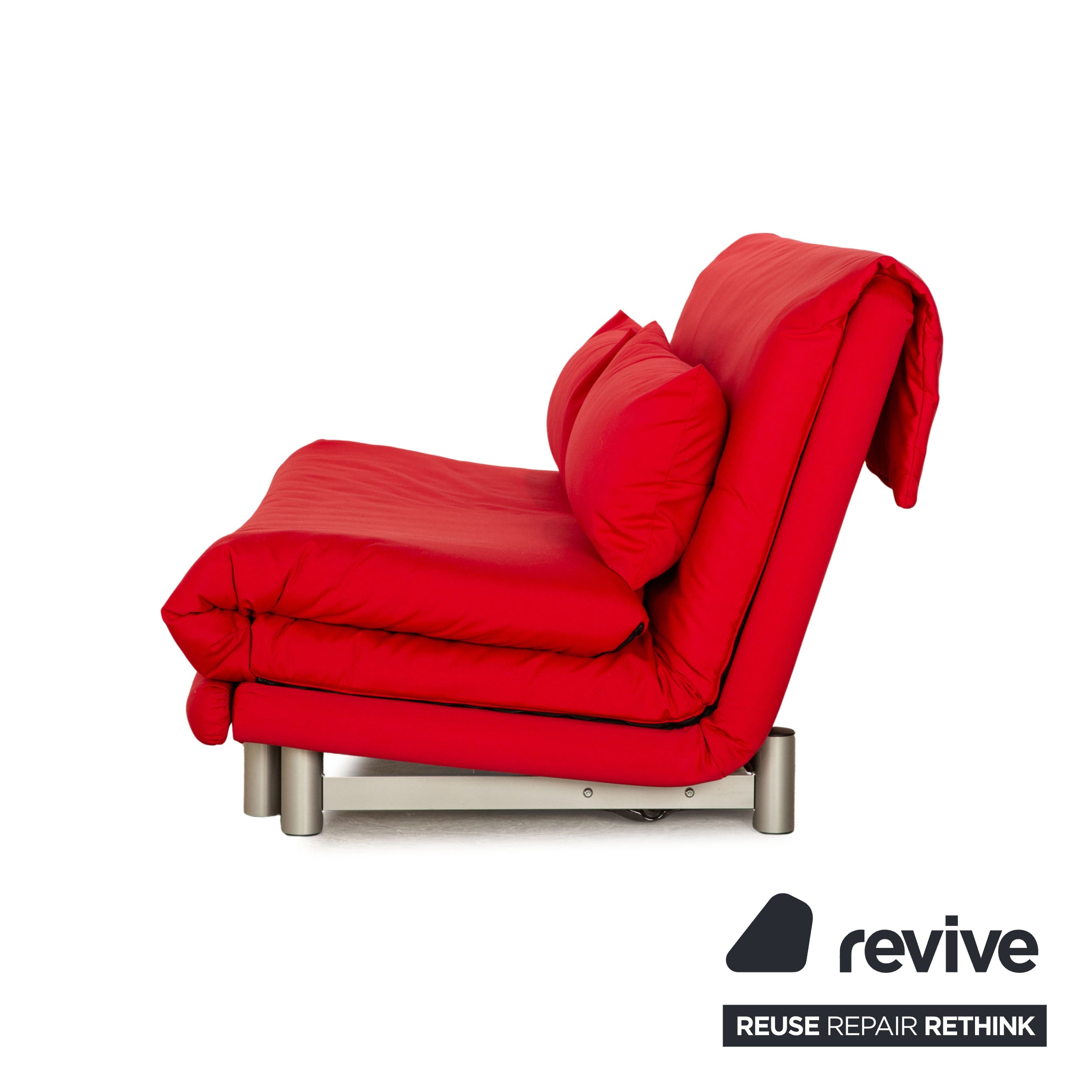 ligne roset Multy Stoff Dreisitzer Rot Sofa Couch manuelle Funktion Schlaffunktion Neubezug