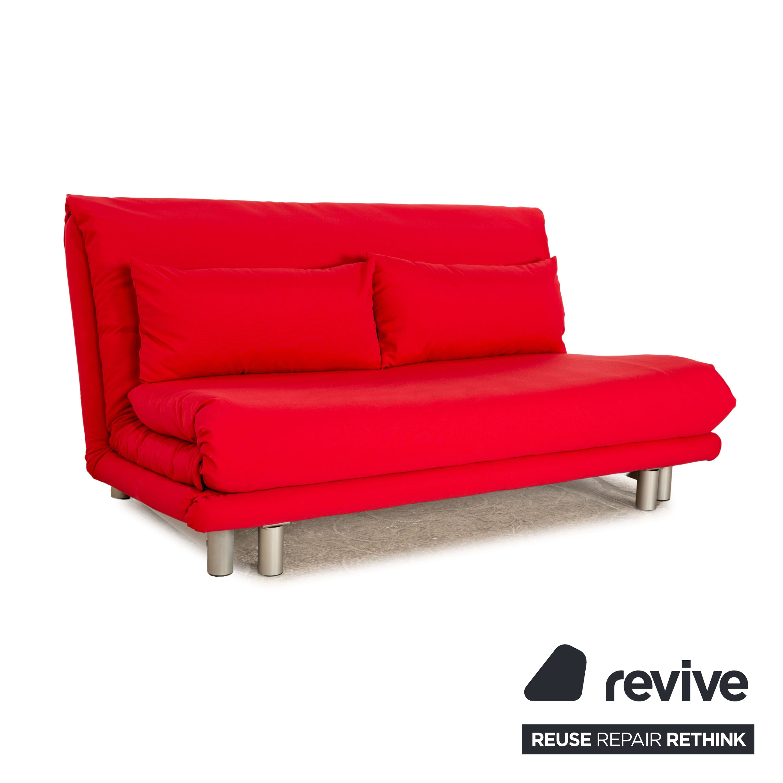 ligne roset Multy Stoff Dreisitzer Rot Sofa Couch manuelle Funktion Schlaffunktion Neubezug