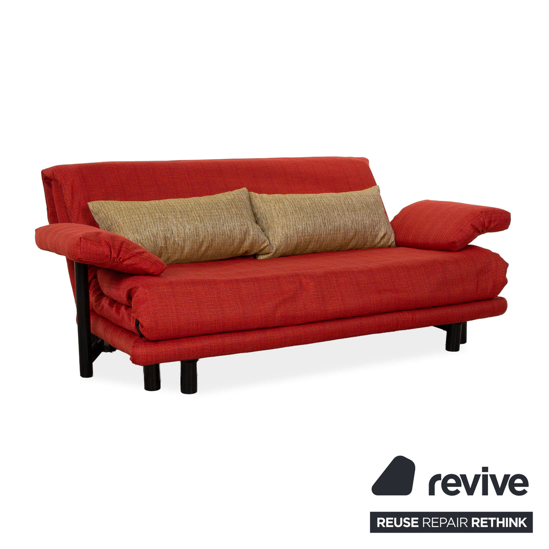 Ligne Roset Multy Stoff Dreisitzer Rot Sofa Couch manuelle Funktion Schlafsofa inkl. Armlehnen
