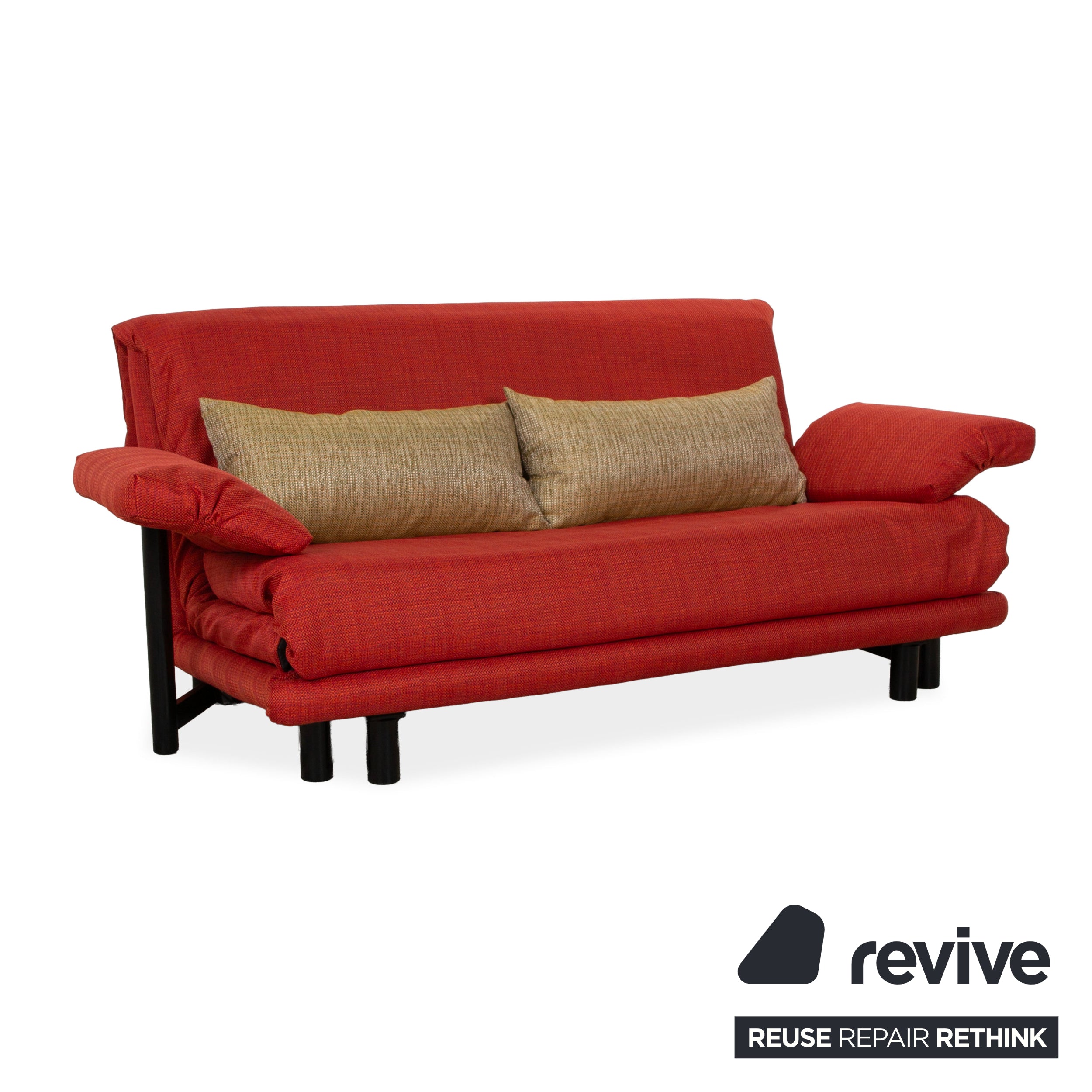 Ligne Roset Multy Stoff Dreisitzer Rot Sofa Couch manuelle Funktion Schlafsofa inkl. Armlehnen