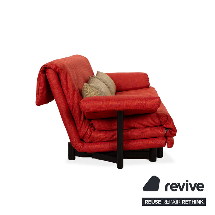 Ligne Roset Multy Stoff Dreisitzer Rot Sofa Couch manuelle Funktion Schlafsofa inkl. Armlehnen