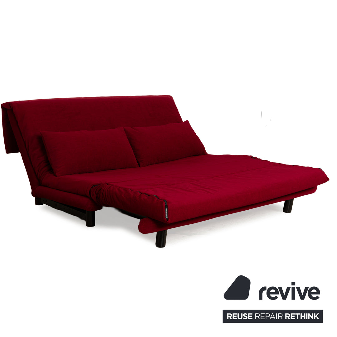Ligne Roset Multy tissu trois places rouge vin rouge fonction manuelle fonction sommeil nouvelle housse