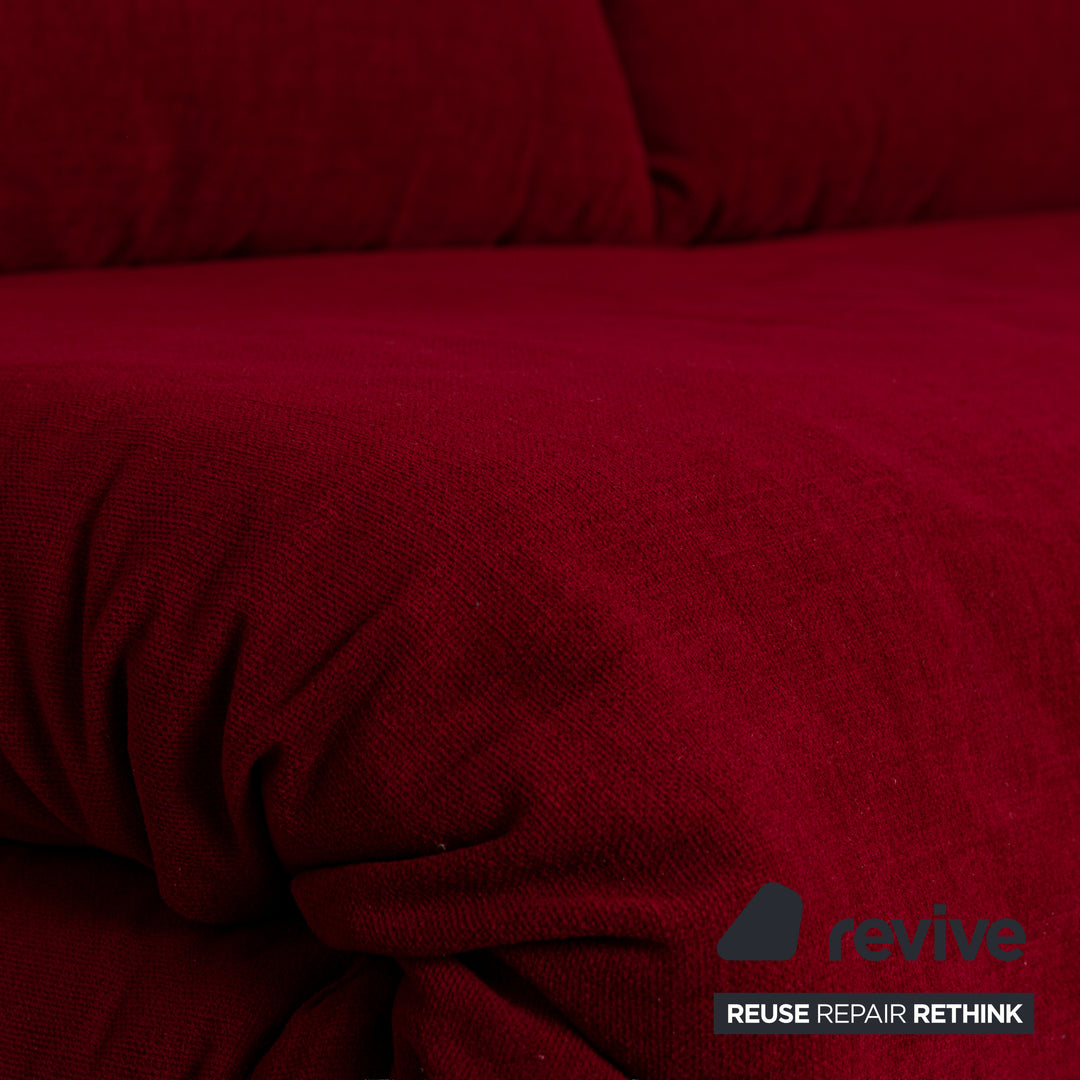 Ligne Roset Multy tissu trois places rouge vin rouge fonction manuelle fonction sommeil nouvelle housse