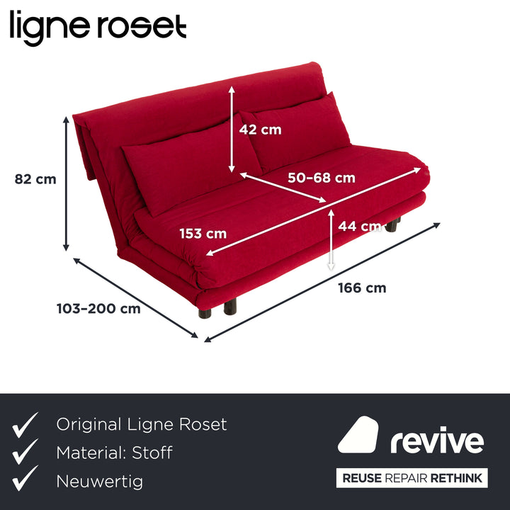 Ligne Roset Multy tissu trois places rouge vin rouge fonction manuelle fonction sommeil nouvelle housse
