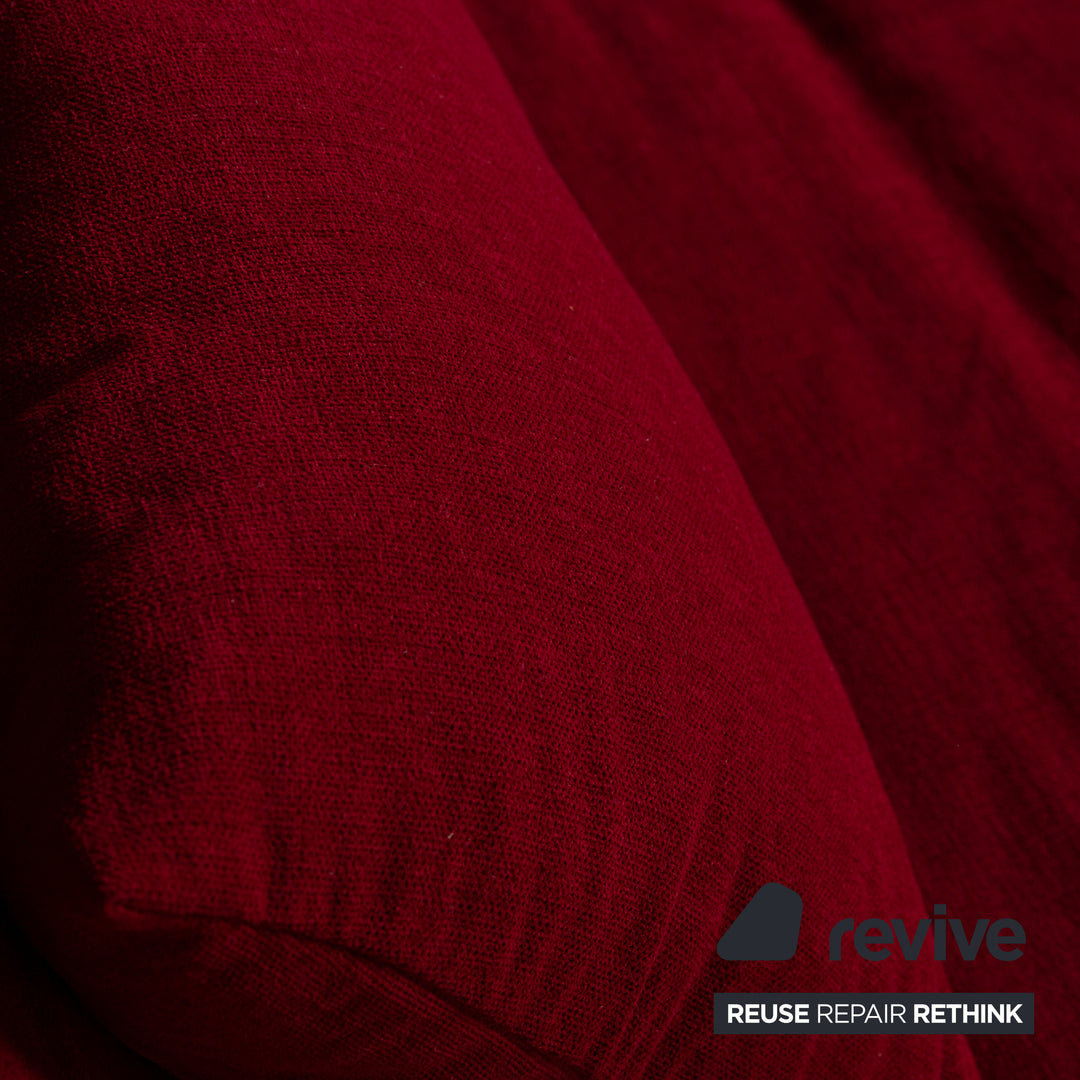 Ligne Roset Multy Stoff Dreisitzer Rot Weinrot manuelle Funktion Schlaffunktion Neubezug