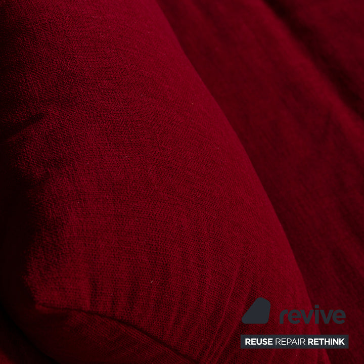 Ligne Roset Multy tissu trois places rouge vin rouge fonction manuelle fonction sommeil nouvelle housse