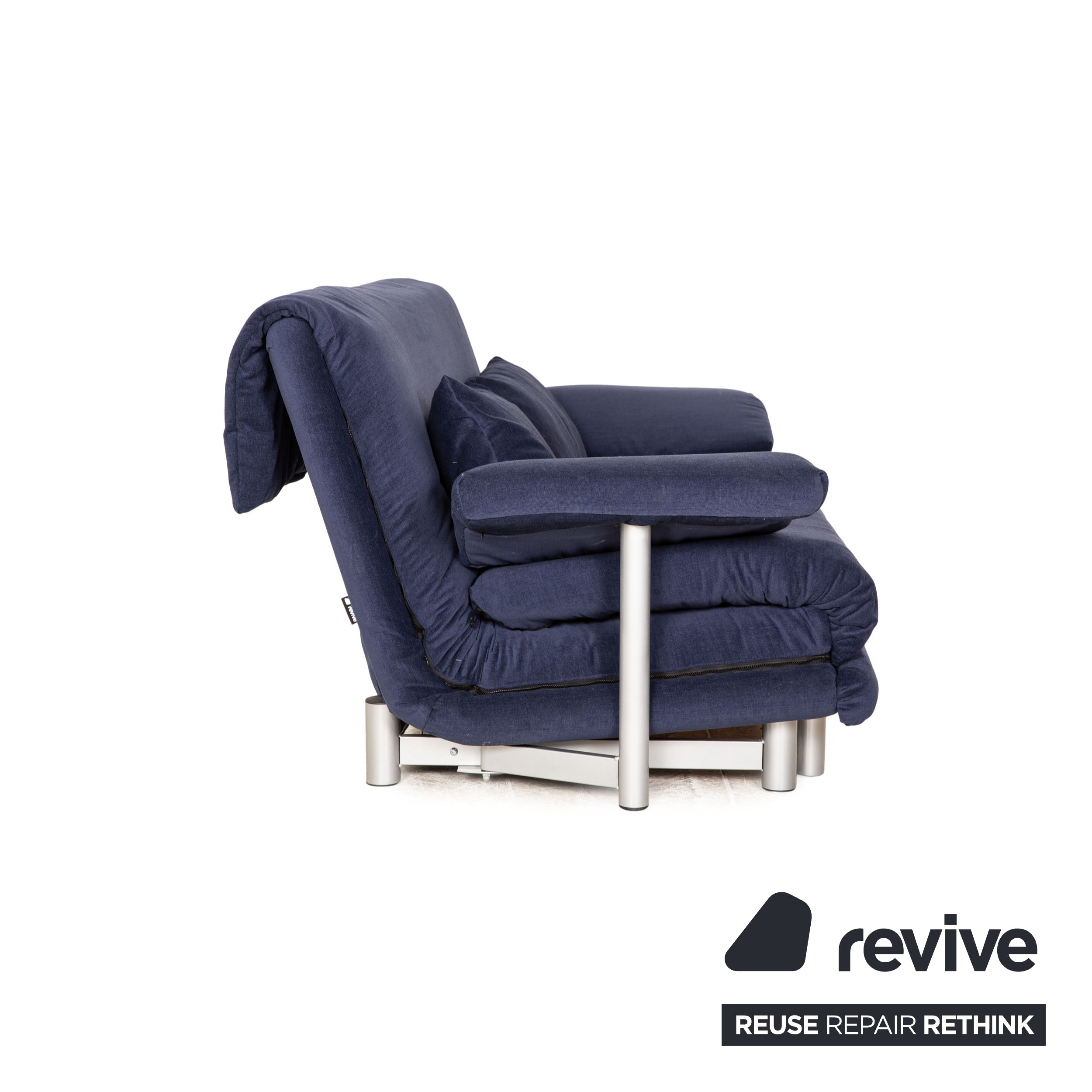 Ligne Roset Multy Stoff Dreisitzer Schlafsofa Blau Dunkelblau inkl. Armlehnen Couch Sofa Schlaffunktion Neubezug