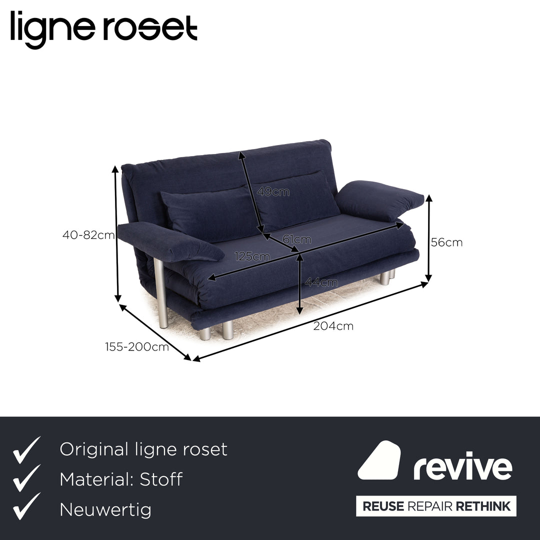 Ligne Roset Multy fabric three-seater sofa bed blue dark blue incl. armrests couch sofa sleeping function new cover