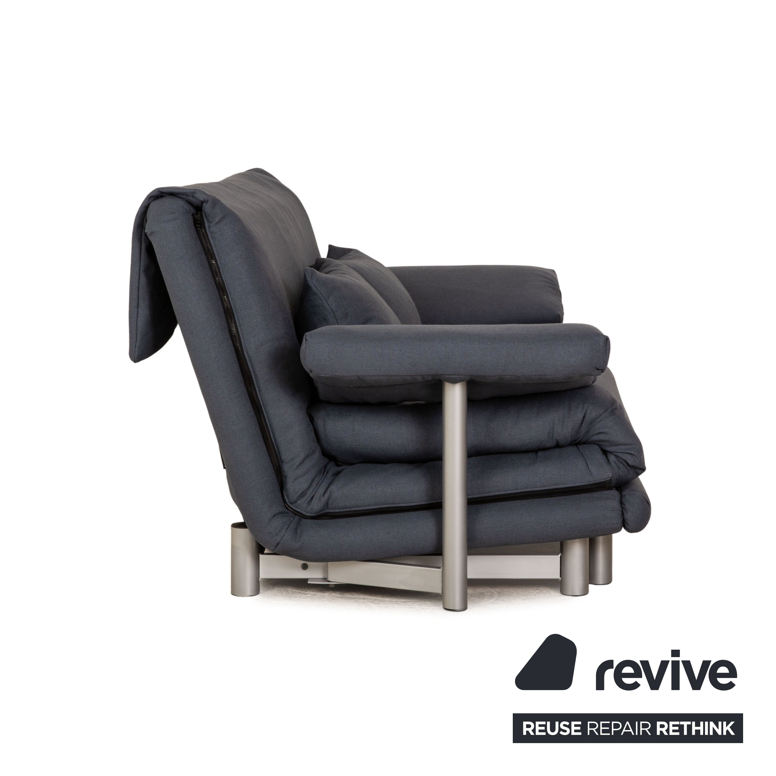 Ligne Roset Canapé-lit 3 places en tissu Multy bleu avec accoudoirs canapé fonction couchage nouvelle housse