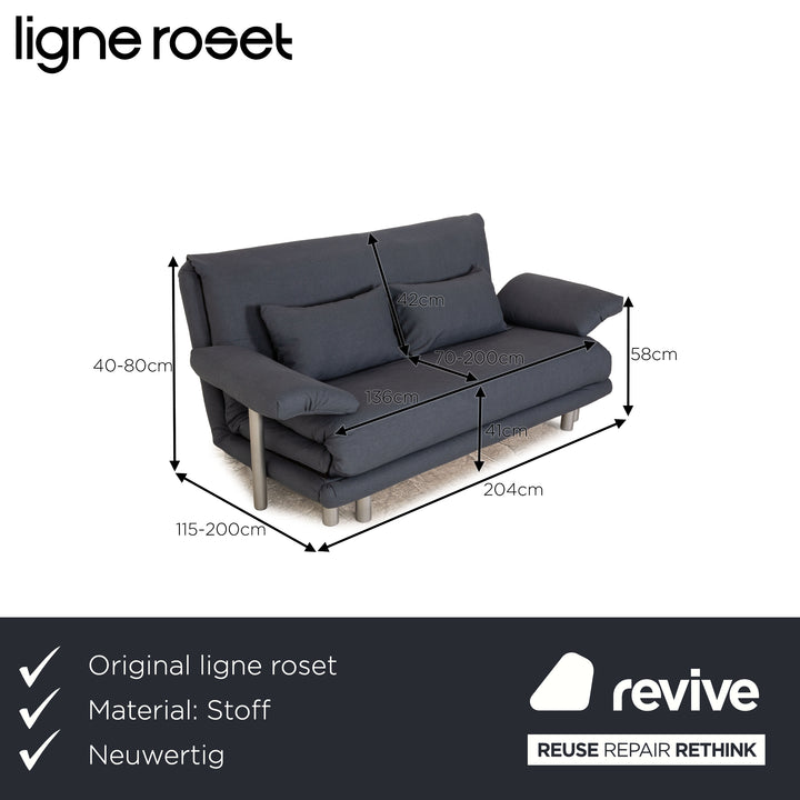 Ligne Roset Multy fabric three-seater sofa bed blue incl. armrests couch sofa sleeping function new cover