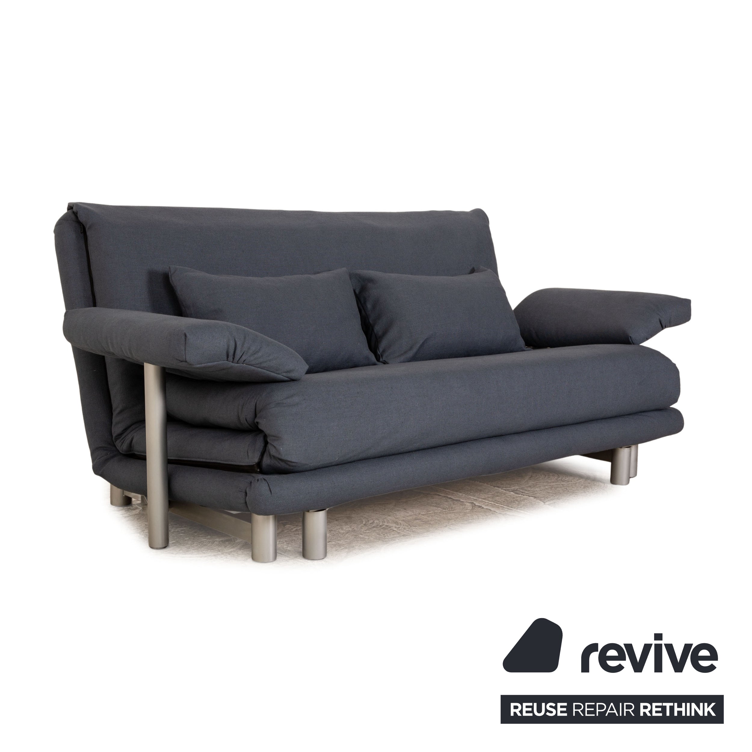Ligne Roset Canapé-lit 3 places en tissu Multy bleu avec accoudoirs canapé fonction couchage nouvelle housse