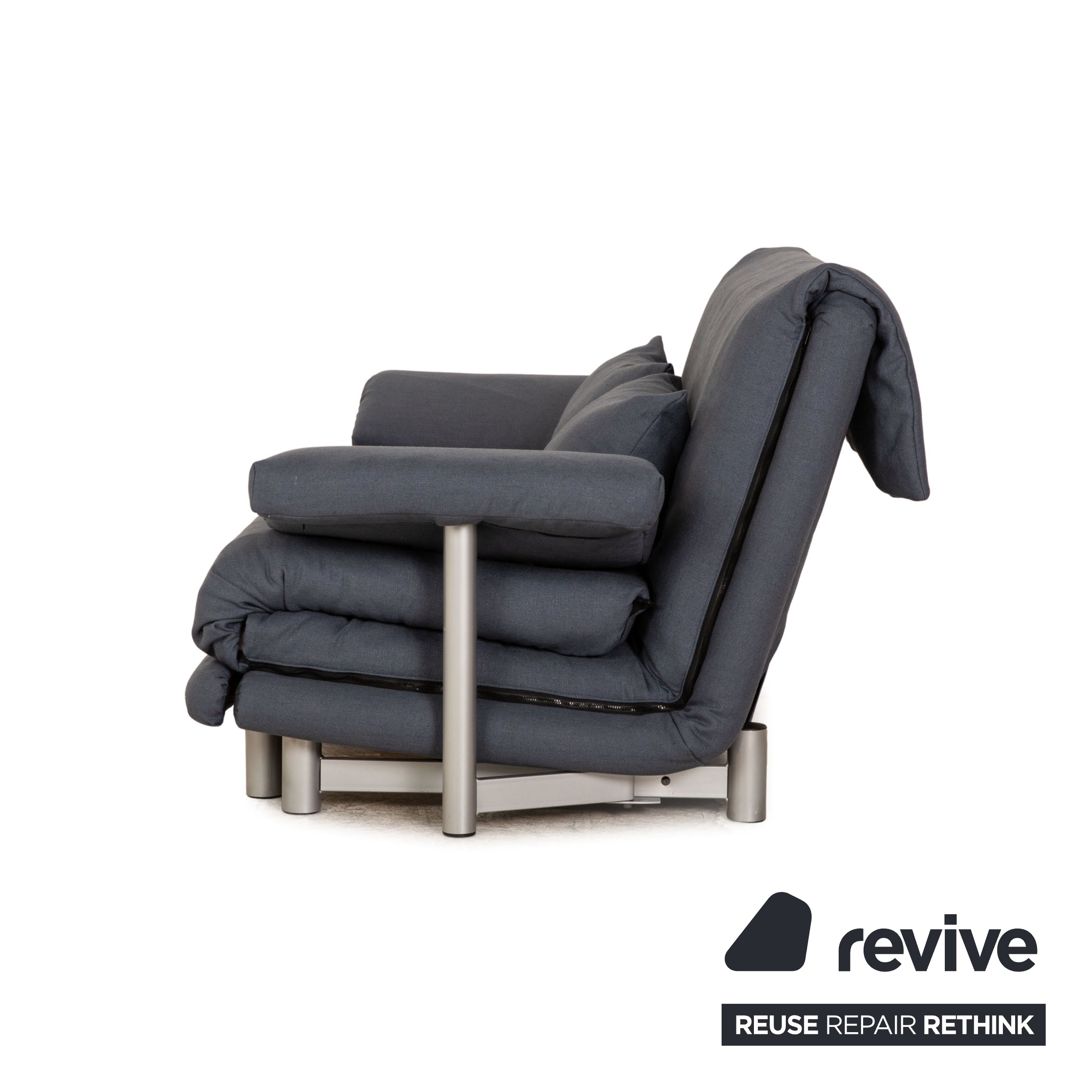 Ligne Roset Canapé-lit 3 places en tissu Multy bleu avec accoudoirs canapé fonction couchage nouvelle housse