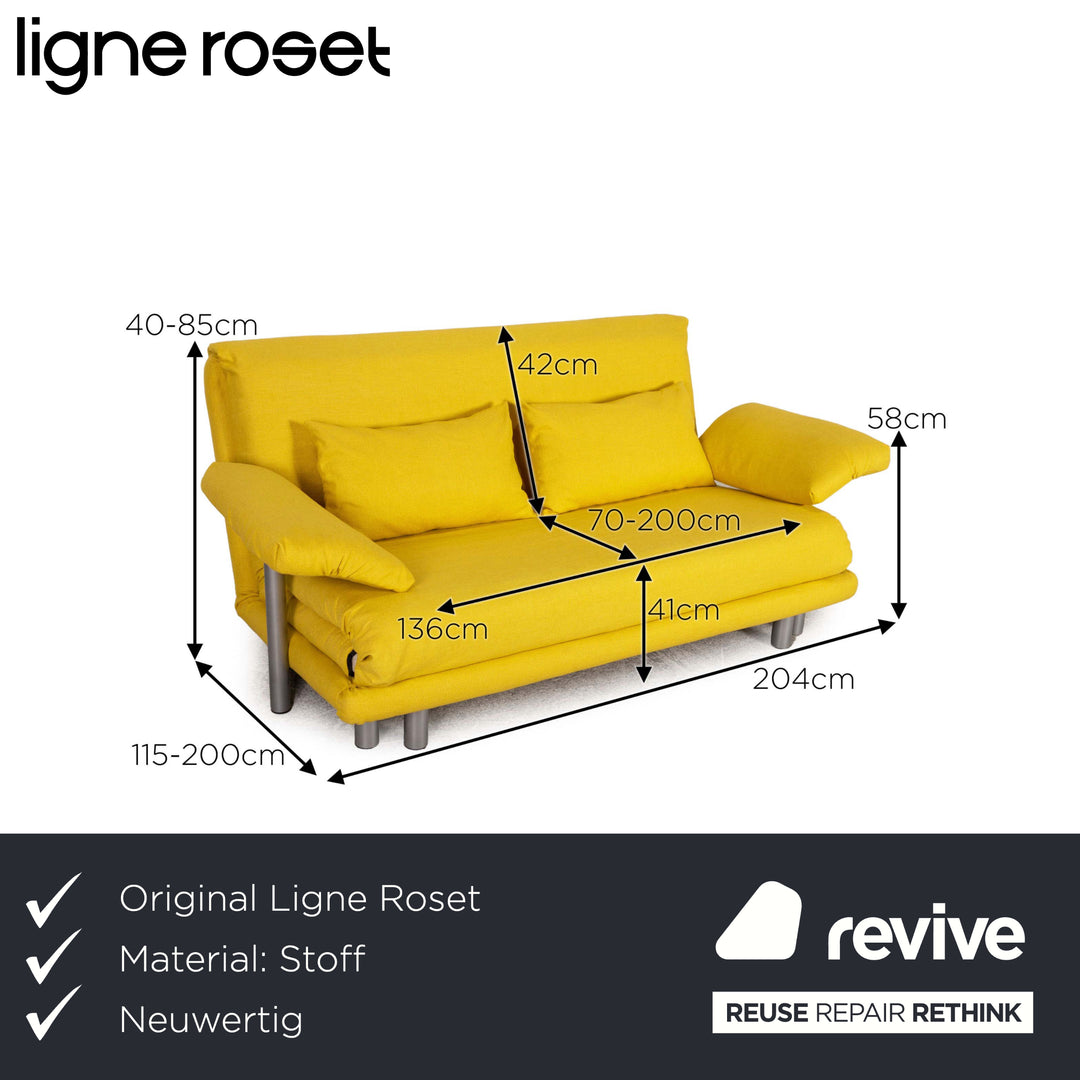 Ligne Roset Multy fabric three-seater sofa bed yellow incl. armrests couch sofa sleeping function new cover