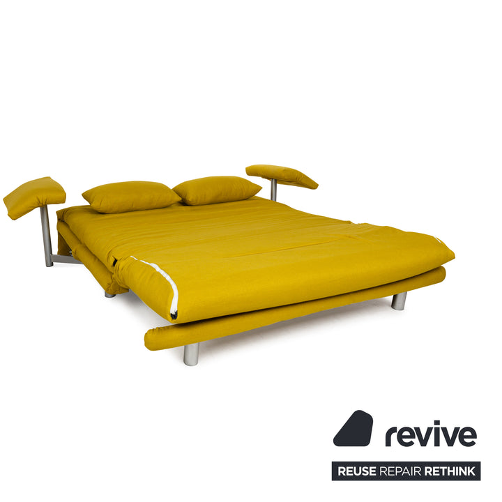 Ligne Roset Multy fabric three-seater sofa bed yellow incl. armrests couch sofa sleeping function new cover