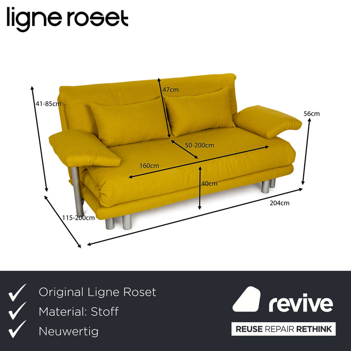 Ligne Roset Multy fabric three-seater sofa bed yellow incl. armrests couch sofa sleeping function new cover