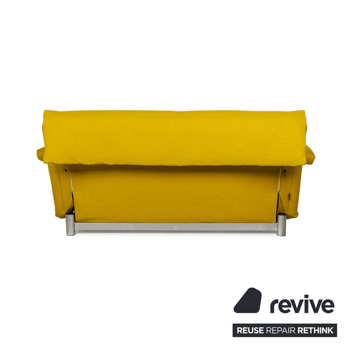 Ligne Roset Multy fabric three-seater sofa bed yellow incl. armrests couch sofa sleeping function new cover