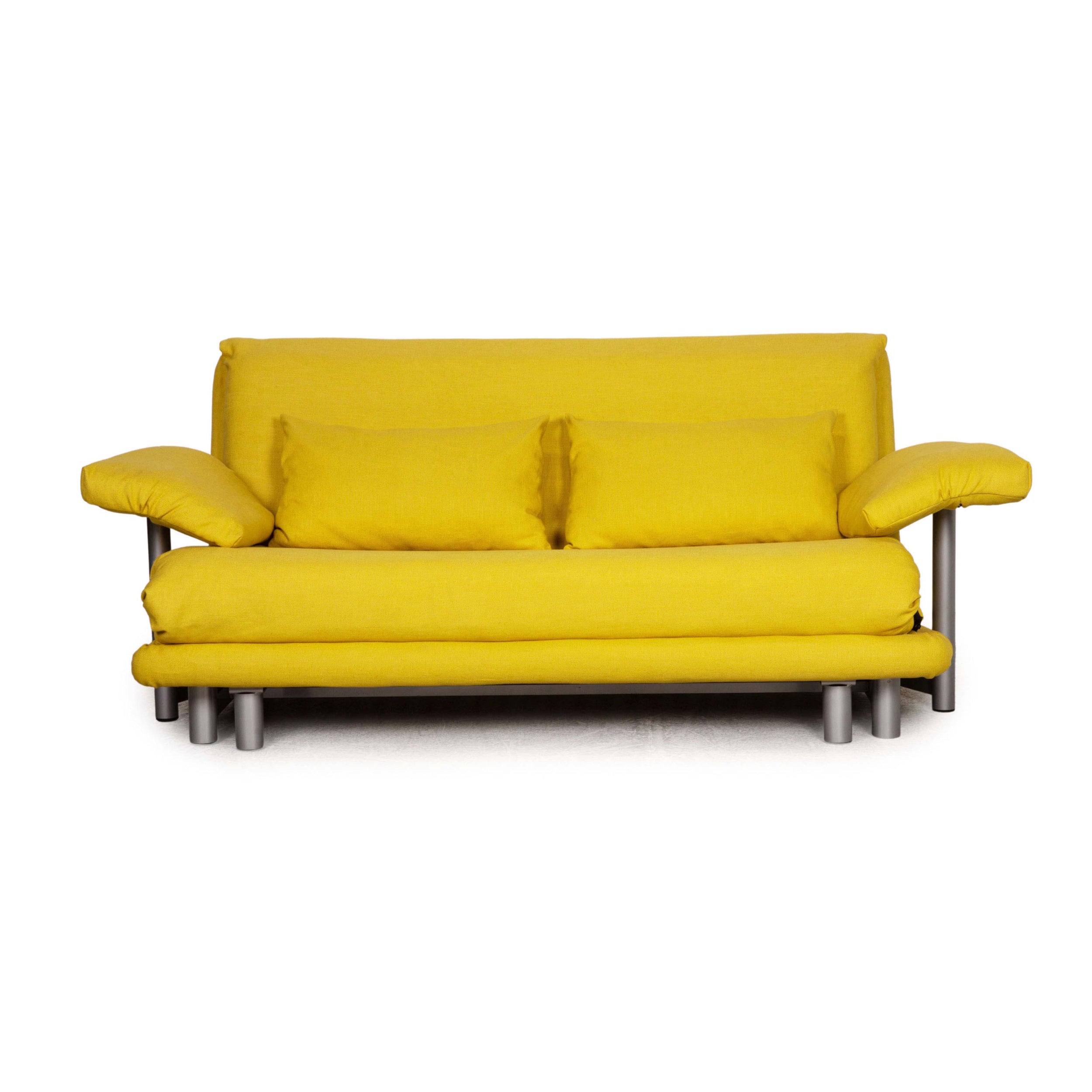 Ligne Roset Canapé-lit 3 places en tissu Multy jaune avec accoudoirs canapé fonction couchage nouvelle housse
