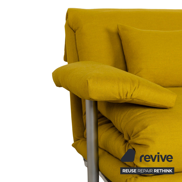 Ligne Roset Multy fabric three-seater sofa bed yellow incl. armrests couch sofa sleeping function new cover