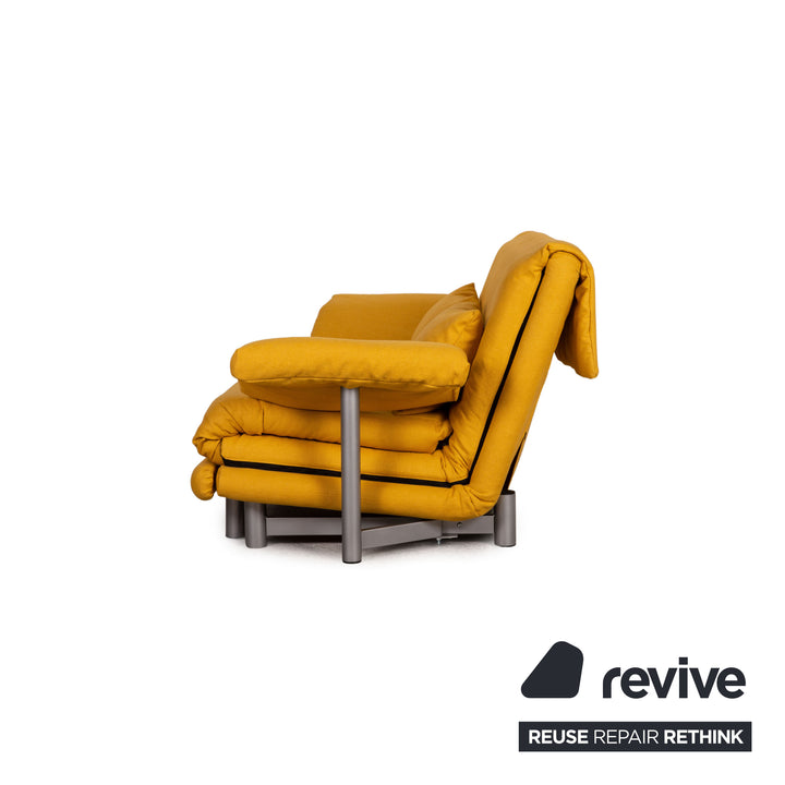 Ligne Roset Multy fabric three-seater sofa bed yellow incl. armrests couch sofa sleeping function new cover