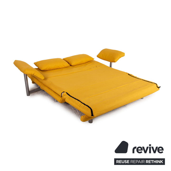 Ligne Roset Multy fabric three-seater sofa bed yellow incl. armrests couch sofa sleeping function new cover